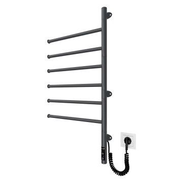 Toallero eléctrico giratorio VEER 80W/230V 82,5x44,5 cm acero inoxidable/negro