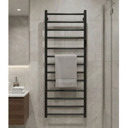 Toallero eléctrico para toallas 45 x 132 cm, 180 W, acero inoxidable/negro