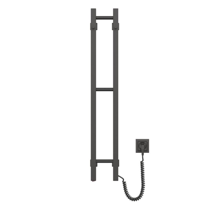 Toallero eléctrico SILOUETTE 46W 100x16 cm, negro, lado derecho