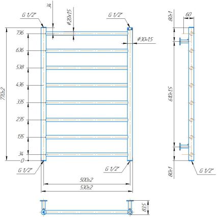 Toallero tipo escalera para baño INOX FLAT 163W/230V 77x53 cm acero inoxidable/cromo pulido