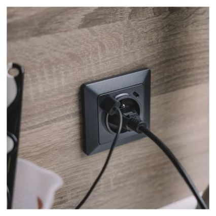 Toma de corriente doméstica FRENCH con USB‑A y USB‑C, 250V/16A, antracita