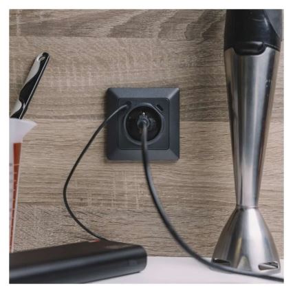 Toma de corriente doméstica FRENCH con USB‑A y USB‑C, 250V/16A, antracita