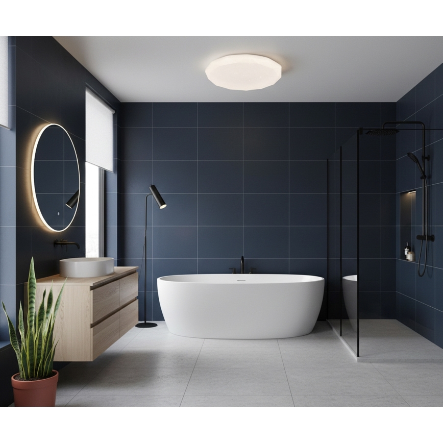 Top Light - Luminaria de techo LED para baño SPARKLE LED/40W/230V 3000/4000/6500K IP44 Ø 39 cm blanca
