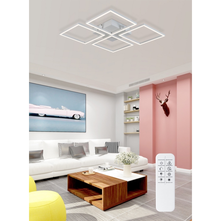 Top Light - Lámpara de techo LED regulable RIVIERA 4xLED/16,25W/230V cuadrado blanco + control remoto