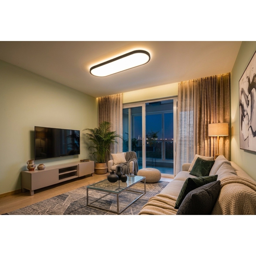 Top Light - Luminaria LED regulable para techo, de montaje en superficie y colgante OVAL LED/36W/230V 3000-6500K negra + control remoto