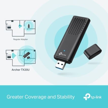 TP-Link - Adaptador USB inalámbrico de doble banda con Wi-Fi 6 Archer TX20U