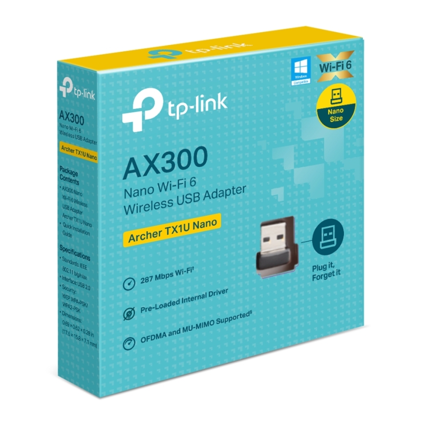 TP-Link - Adaptador USB nano inalámbrico Wi‑Fi 6 Archer TX1U Nano