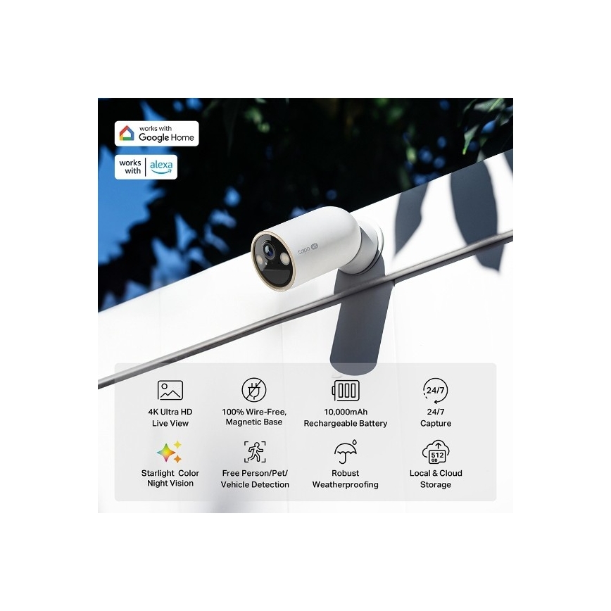 TP-Link - Cámara exterior con sensor 10000 mAh IP66 Wi-Fi