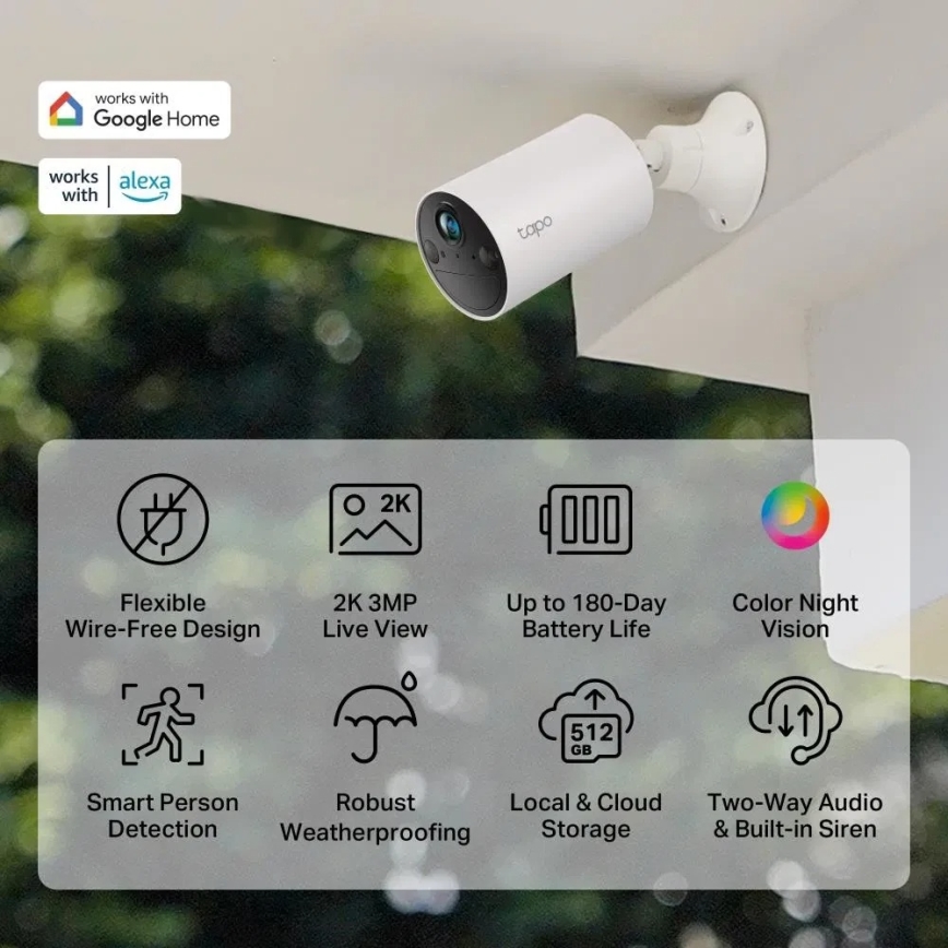 TP-Link - Cámara exterior inteligente con sensor IP65 Wi-Fi