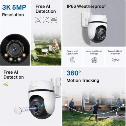 TP-Link - Cámara para exteriores con sensor IP66 Wi-Fi
