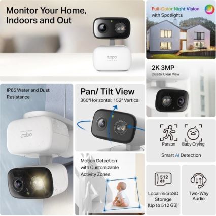 TP-Link - Cámara inteligente para exterior IP65 Wi-Fi Tuya