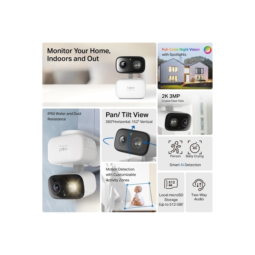 TP-Link - Cámara inteligente para exterior IP65 Wi-Fi Tuya