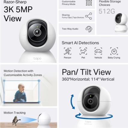 TP-Link - Cámara inteligente Wi-Fi compatible con Tuya
