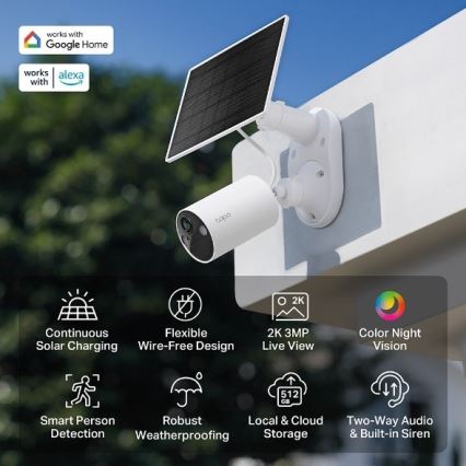 TP-Link - Cámara solar exterior con sensor IP65 Wi-Fi