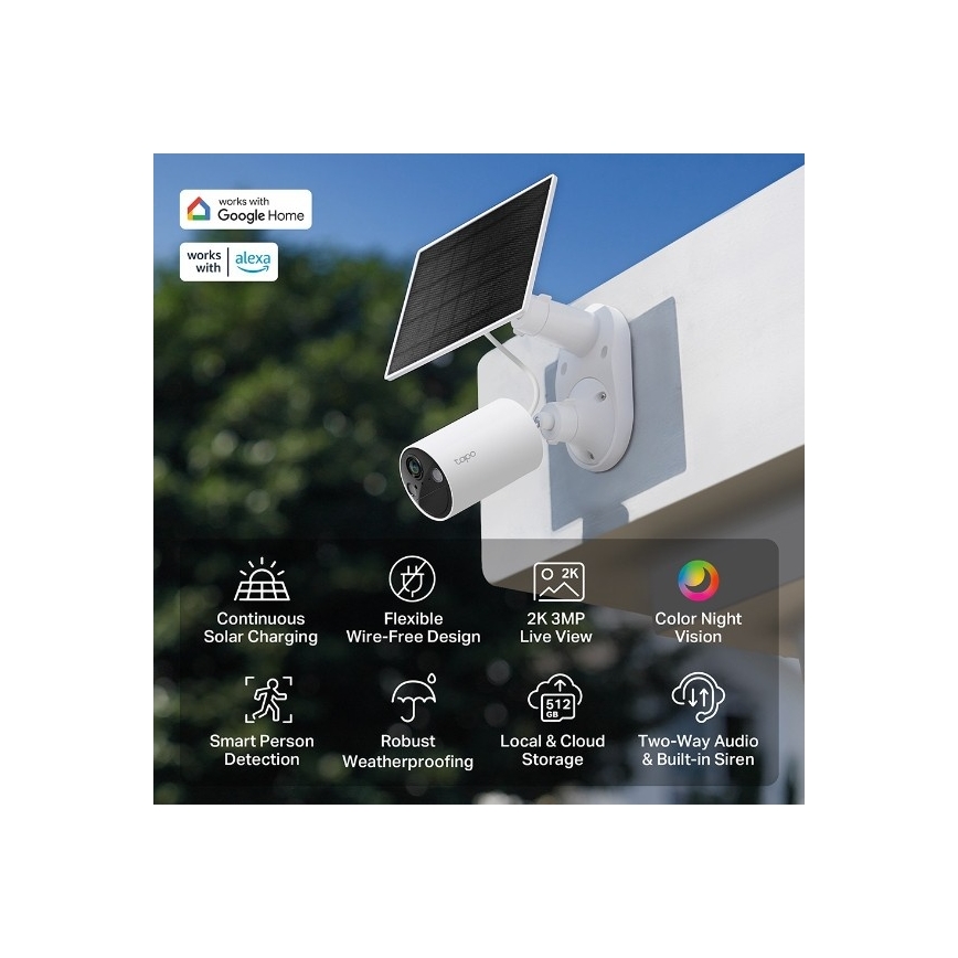 TP-Link - Cámara solar exterior con sensor IP65 Wi-Fi