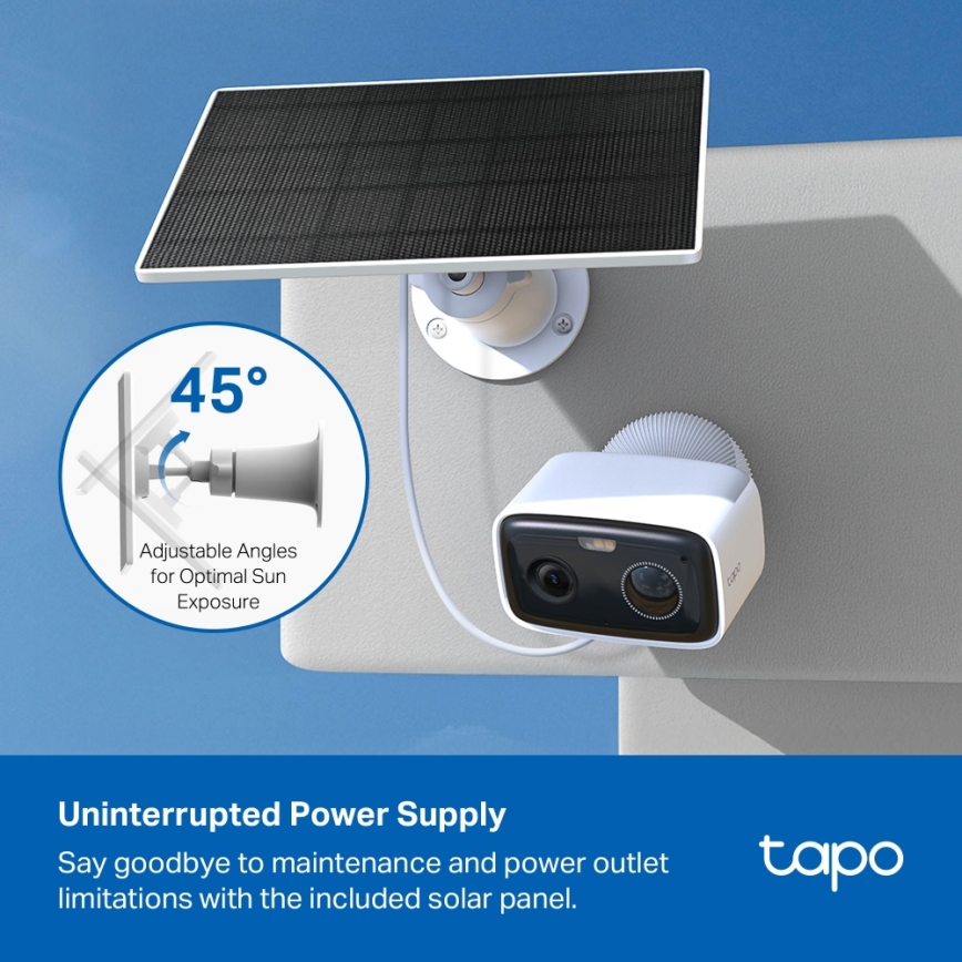 TP-Link - Cámara solar inteligente 5200 mAh 5V IP65 Wi-Fi