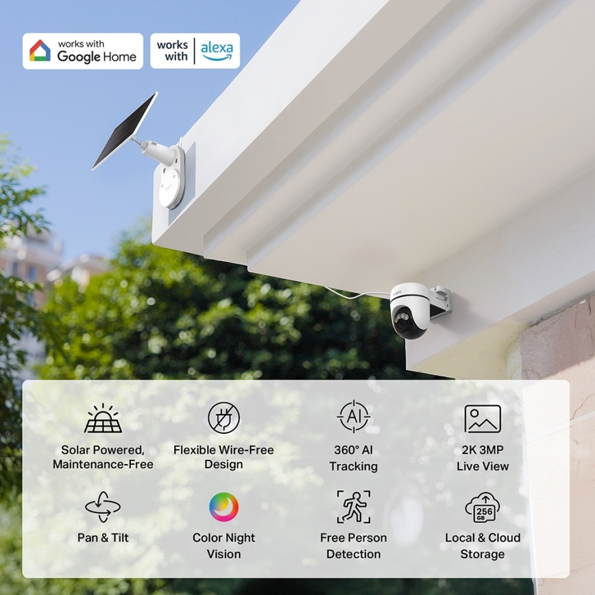 TP-Link - Cámara solar inteligente 5V IP65 Wi-Fi
