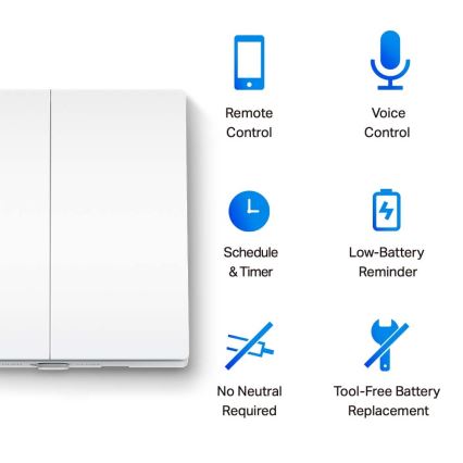 TP-Link - Interruptor de luz inteligente de doble botón 2xAAA Wi-Fi