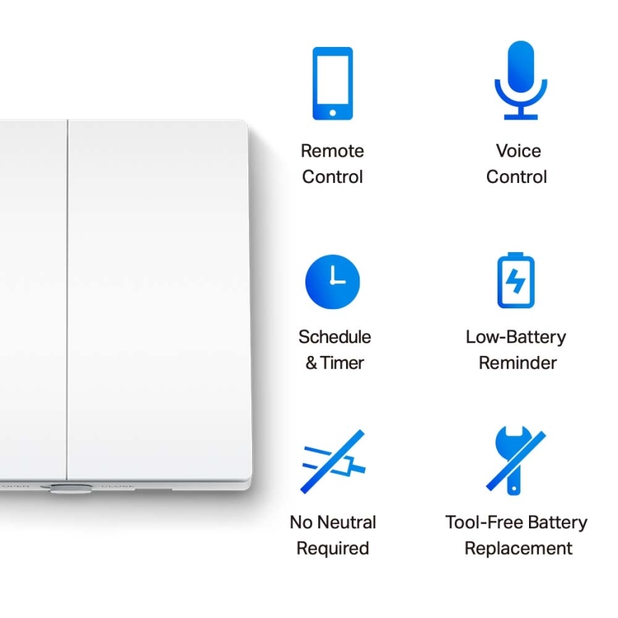 TP-Link - Interruptor de luz inteligente de doble botón 2xAAA Wi-Fi