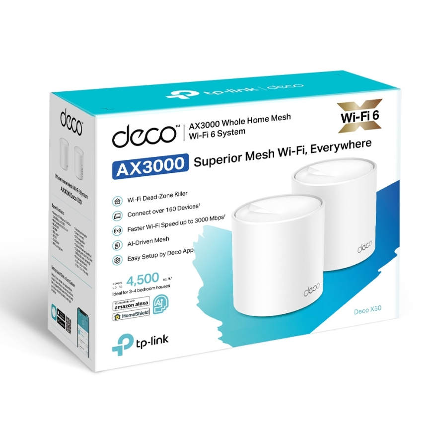 TP-Link - Kit de 2 unidades del sistema mesh Wi-Fi 6 para todo el hogar Deco X50
