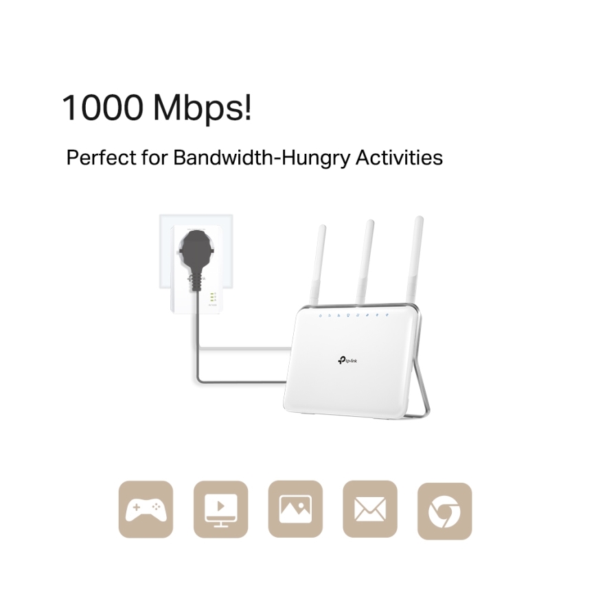TP-Link - Kit Powerline Wi-Fi Gigabit con enchufe integrado