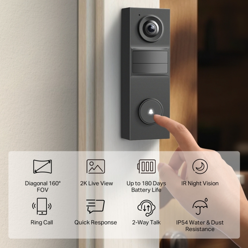 TP-Link - Mini timbre de vídeo inteligente con Wi-Fi
