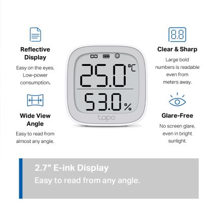 TP-Link - Monitor inteligente para medir la temperatura y la humedad, alimentado por 2 pilas AAA y con conectividad Wi-Fi