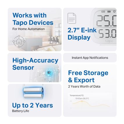 TP-Link - Monitor inteligente para medir la temperatura y la humedad, alimentado por 2 pilas AAA y con conectividad Wi-Fi