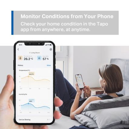 TP-Link - Monitor inteligente para medir la temperatura y la humedad, alimentado por 2 pilas AAA y con conectividad Wi-Fi