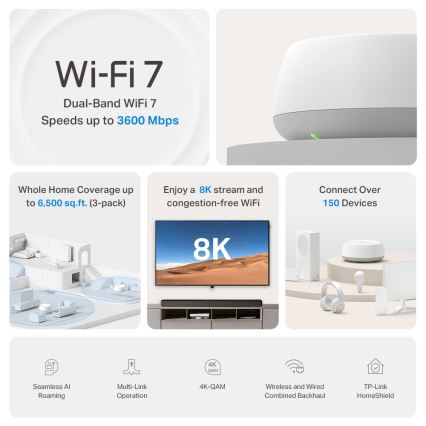TP-Link - Pack de 2 sistemas mesh Wi‑Fi 7 para todo el hogar Deco BE22