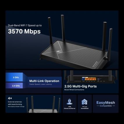 TP-Link - Router Wi-Fi 7 de doble banda Archer BE230