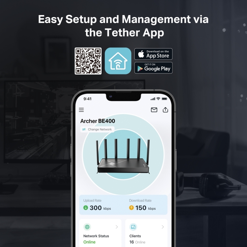 TP-Link - Router Wi-Fi 7 de doble banda Archer BE400