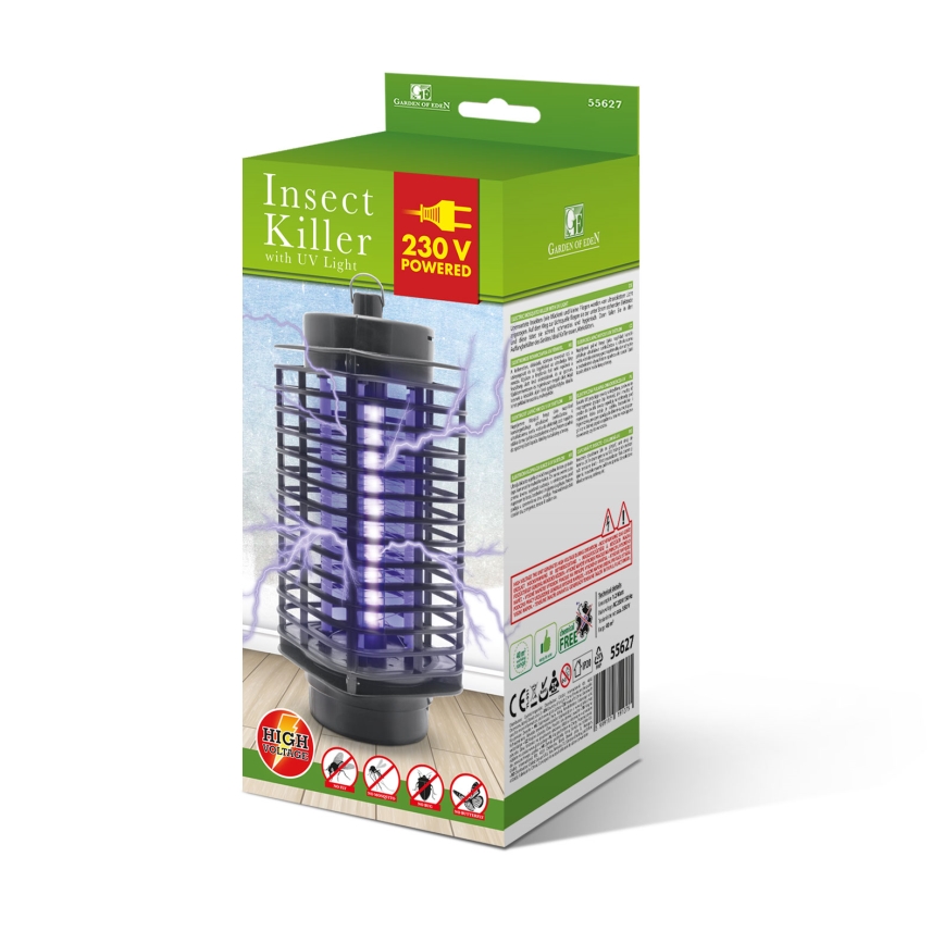 Trampa eléctrica UV para insectos, 1,2 W / 230 V, negra