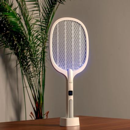 Trampa insectos eléctrico LED 2 en 1 con pantalla LCD 1200 mAh/5V blanco