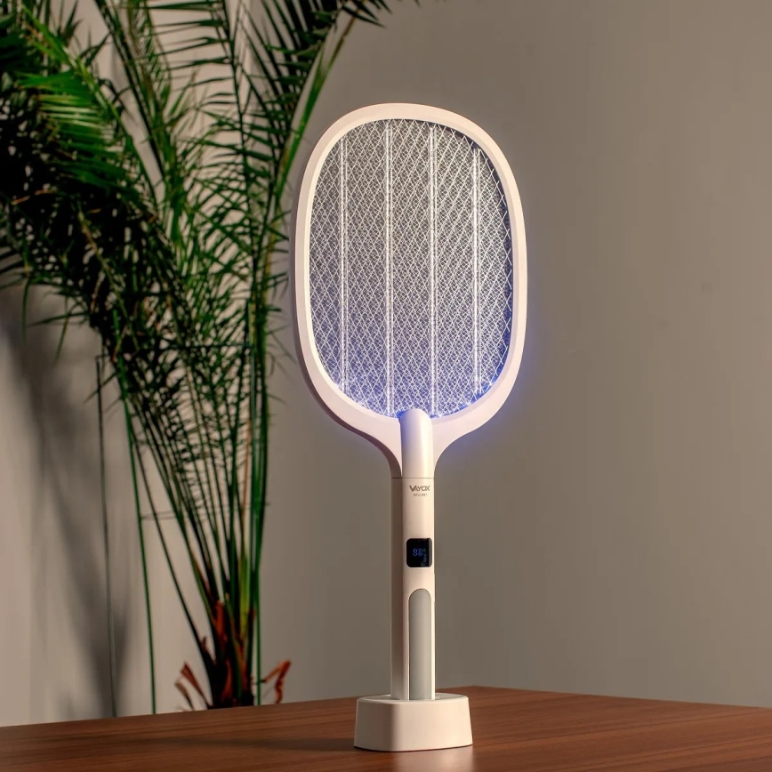 Trampa insectos eléctrico LED 2 en 1 con pantalla LCD 1200 mAh/5V blanco