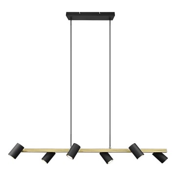 Trio - Lámpara colgante con cable MARLEY 6xGU10/35W/230V negro/dorado