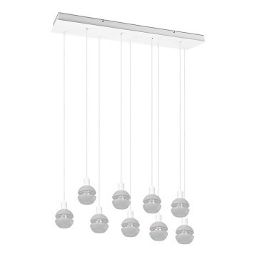 Trio - Lámpara colgante con cable MELA 9xE14/25W/230V blanca