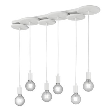 Trio - Lámpara colgante DISCUS 6xE27/28W/230V blanco