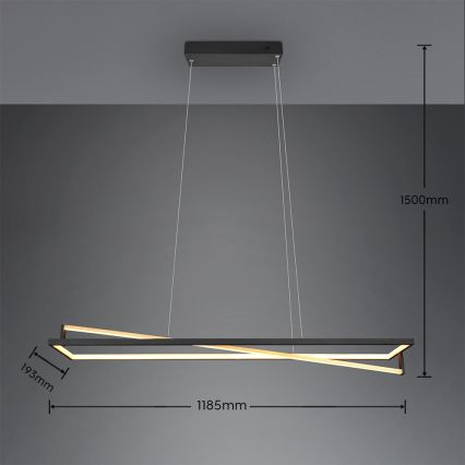 Trio - Lámpara colgante LED regulable con cable EDGE LED/35W/230V 2300/3000/4000K negro/dorado