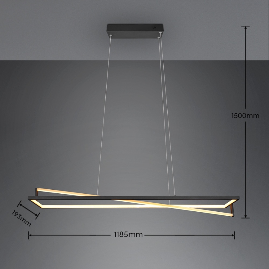 Trio - Lámpara colgante LED regulable con cable EDGE LED/35W/230V 2300/3000/4000K negro/dorado