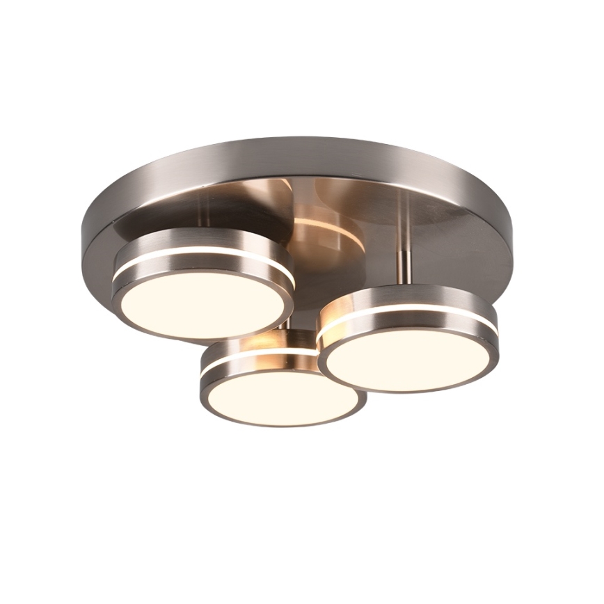 Trio - Lámpara de techo LED regulable FRANKLIN 3xLED/8,5W/230V 3000K diámetro 35 cm cromo mate