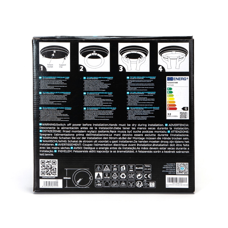 Tubo fluorescente T9 G10q/32W/230V 6500K - Aigostar