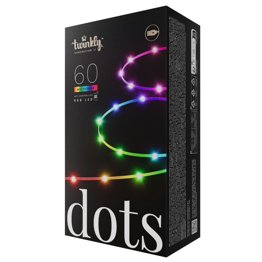 Twinkly - Guirnalda DOTS LED RGB regulable, 60 LEDs, 7 m, USB y Wi‑Fi