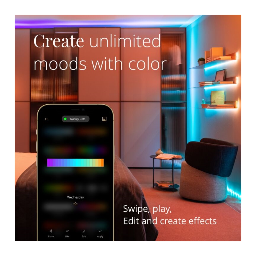 Twinkly - Tira LED RGB regulable exterior DOTS 200xLED 10 m IP44 WiFi