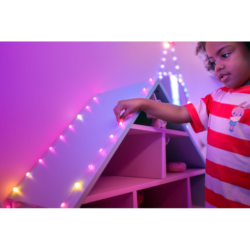 Twinkly - Guirnalda LED RGB regulable CANDIES 100 LED 8 m USB Wi‑Fi