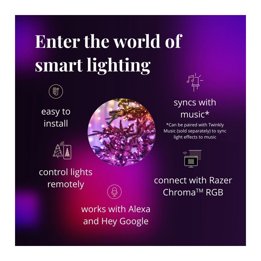 Twinkly - Guirnalda LED RGBW regulable para exterior STRINGS 250xLED 23,5m IP44 Wi-Fi