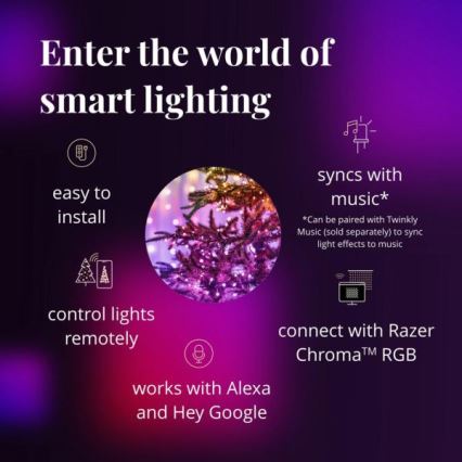 Twinkly - Cadena para exterior regulable LED RGBW STRINGS 250 LEDs 23,5 m IP44 Wi-Fi