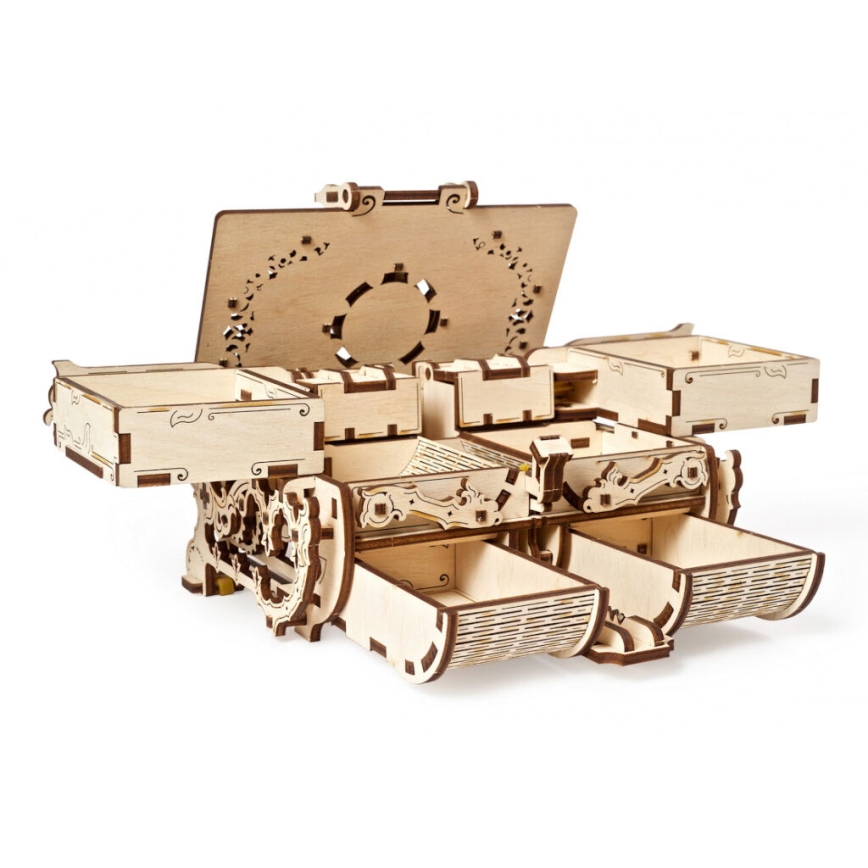 Ugears - Puzzle mecánico 3D de madera caja de joyas antigua