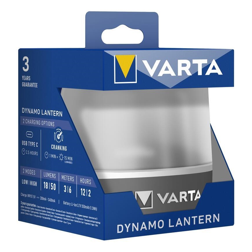 Varta 17670101111 - Luz LED recargable DYNAMO LANTERN LED/5V 350 mAh IP54