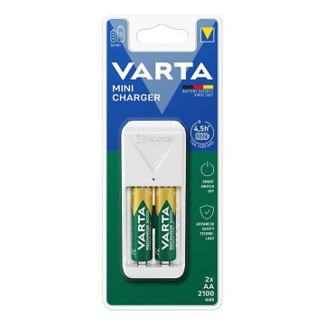 Varta 57656101451 - Cargador de baterías recargables 2x AA/AAA, 2100 mAh, 230 V